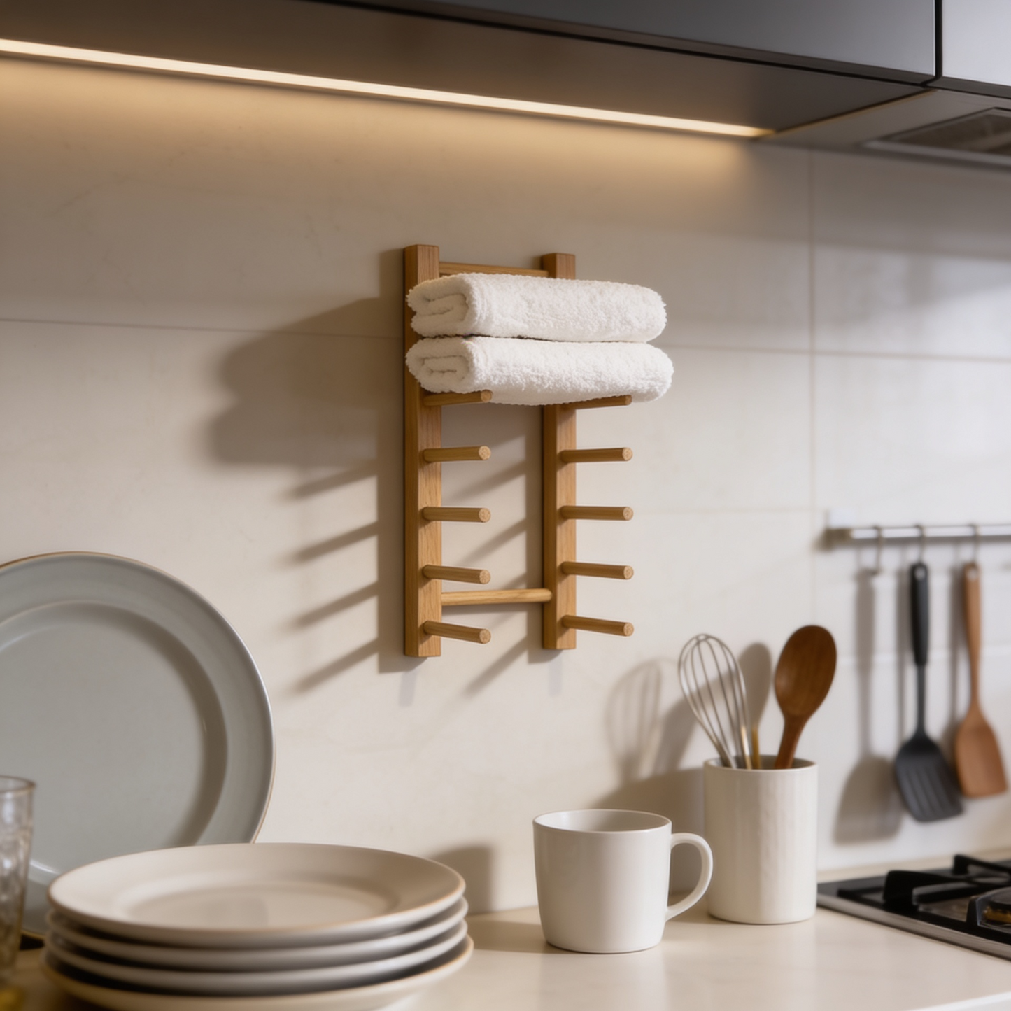 Organisation parfaite grâce au kit de rangement intelligent en bois (4 pièces)