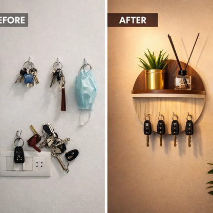 Organiseur de clés mural de luxe en bois