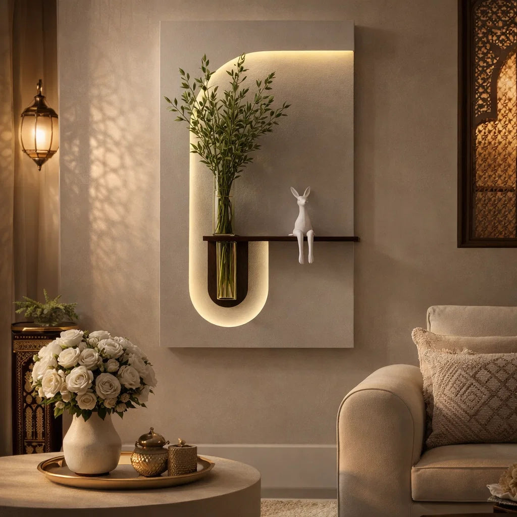 Panneau mural décoratif de luxe avec éclairage LED