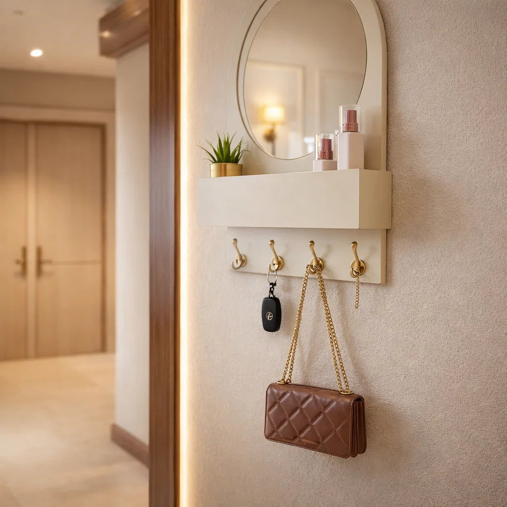 Organiseur de clés avec miroir, organisation élégante