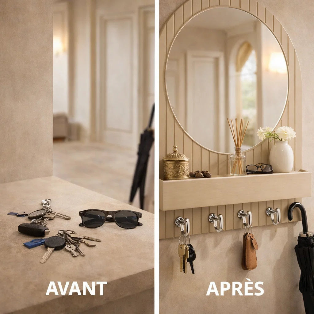 Organiseur de clés avec miroir, organisation élégante