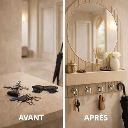 Organiseur de clés avec miroir, organisation élégante