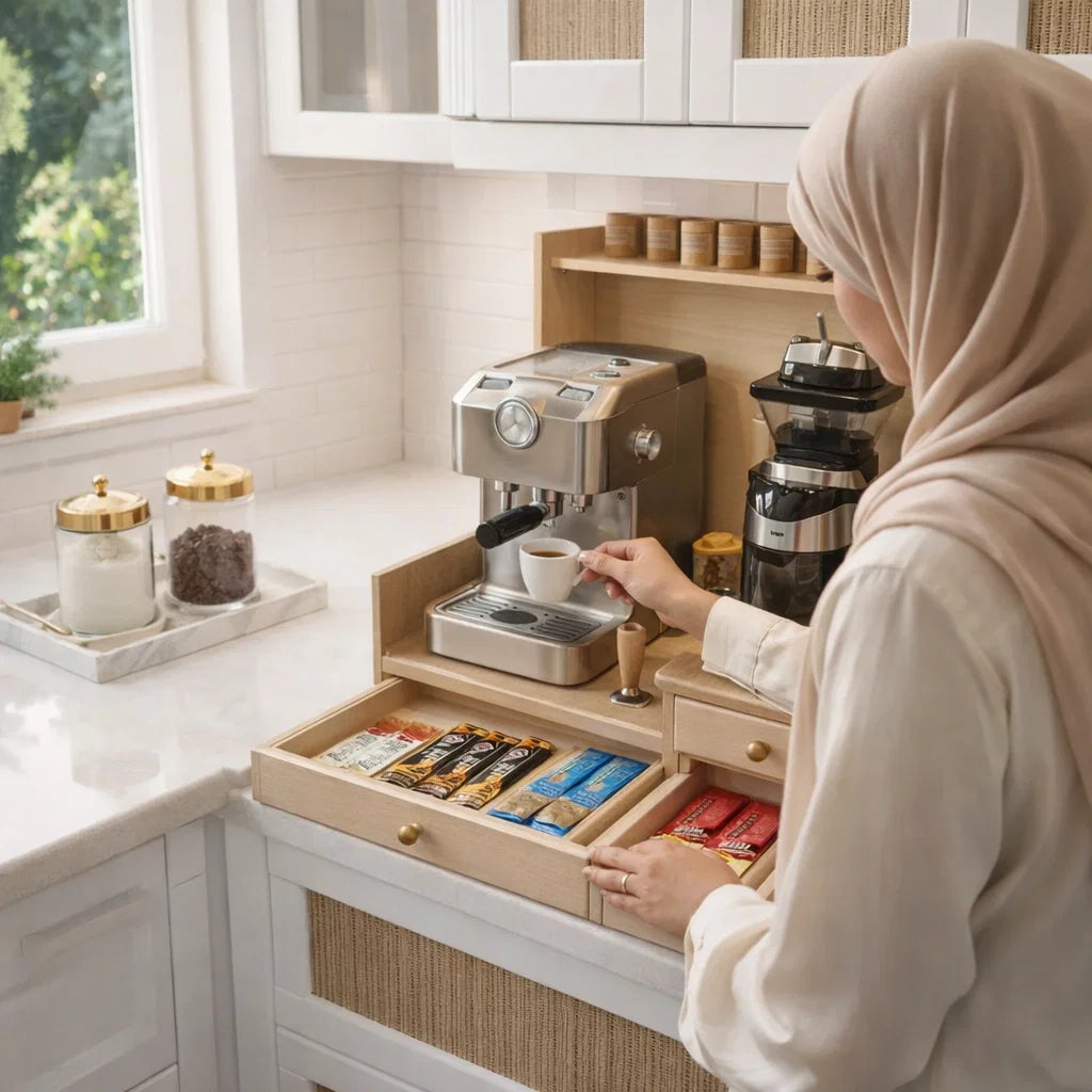 régulateur de machine à café en bois