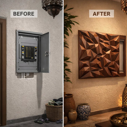 Transformez un boîtier électrique, défaut visible en un élément décoratif luxueux 50×50 cm